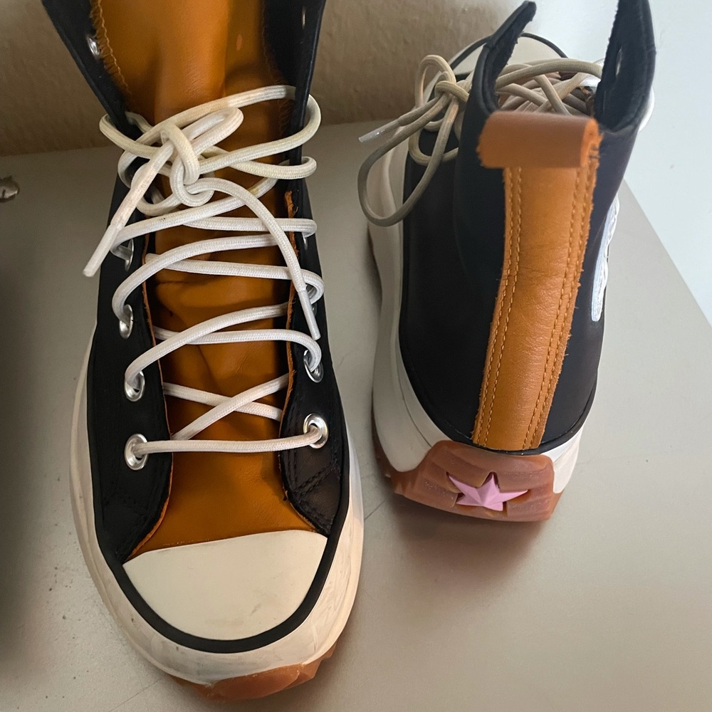 Converse run star hike hi leather black Saffron